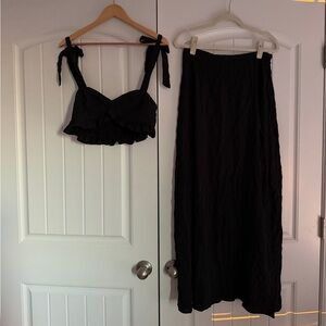 SHEIN Black Skirt with Ruffle Top Coord Set